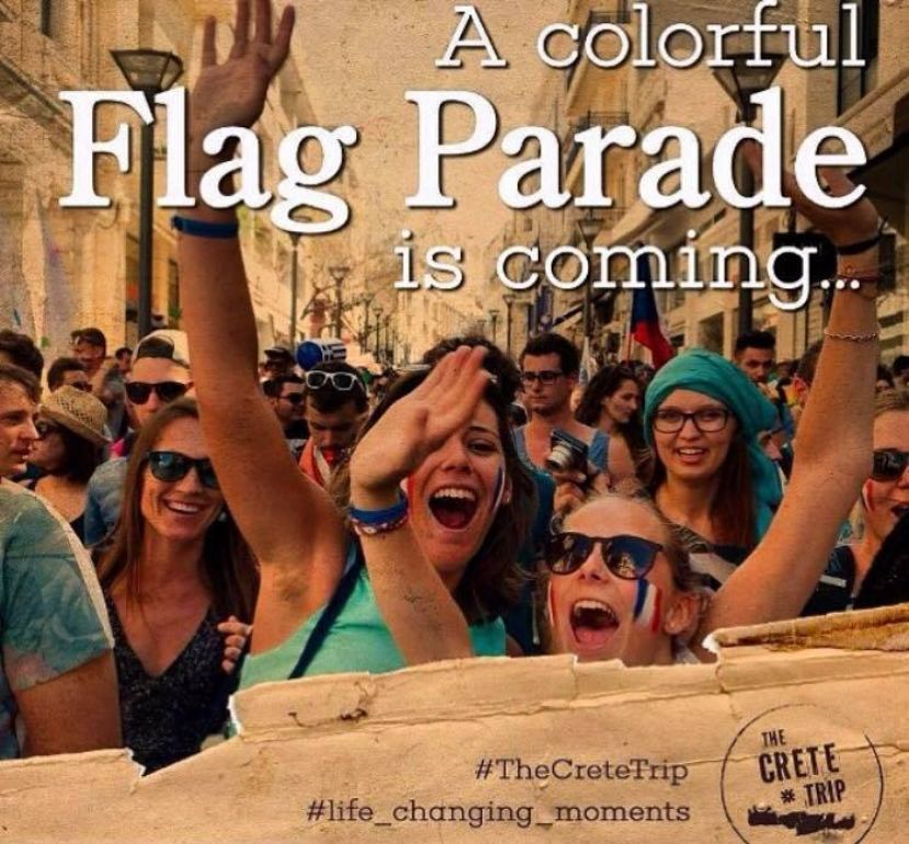 Με τη στήριξη της Περιφέρειας Κρήτης και του Europe Direct of Crete διοργανώνεται από το Δίκτυο Φοιτητών Erasmus (Erasmus Student Network - ESN) το Flag Parade πολυπολιτισμικότητας και Ευρωπαϊκού πνεύματος στις 10 Μαΐου 2018, ώρα 14:00 στο Ηράκλειo!