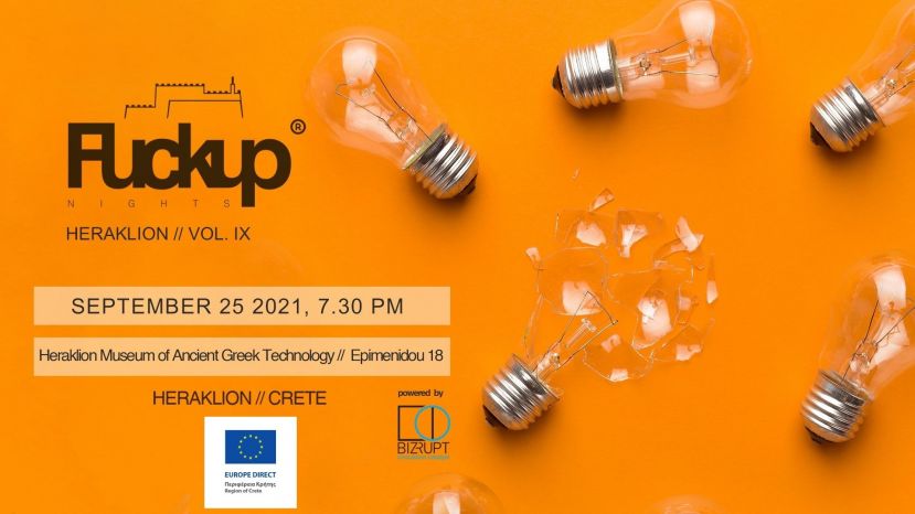Το Europe Direct Region of Crete είναι υποστηρικτής του Fuckup Nights Heraklion // VOL.9 που θα πραγματοποιηθεί το Σάββατο, 25/09!