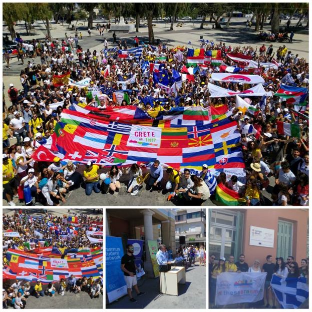 Το Europe Direct της Περιφέρειας Κρήτης γιόρτασε με ένα Flag Parade πολυπολιτισμικότητας στο κέντρο της πόλης του Ηρακλείου από το Δίκτυο Φοιτητών Erasmus, τα 30 χρόνια από την έναρξη του προγράμματος Erasmus_(!)