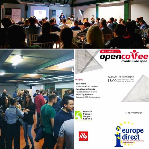 Με την υποστήριξη του Europe Direct της Περιφέρειας Κρήτης πραγματοποιήθηκε  το 7ο Open Coffee Heraklion, το Σάββατο, 20 Οκτωβρίου στο Μουσείο Φυσικής Ιστορίας του Ηρακλείου Κρήτης!