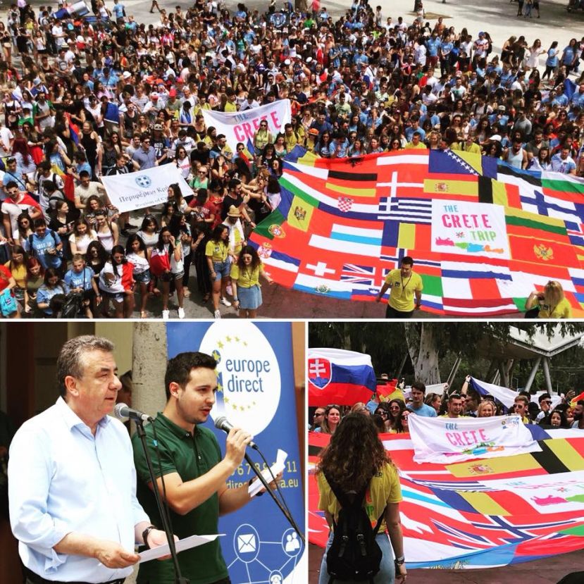 Με τη στήριξη της Περιφέρειας Κρήτης και του Europe Direct of Crete διοργανώθηκε από το Δίκτυο Φοιτητών Erasmus (Erasmus Student Network - ESN) το Flag Parade πολυπολιτισμικότητας και Ευρωπαϊκού πνεύματος στις 10 Μαΐου 2018 και ώρα 14:00 στο Ηράκλειο